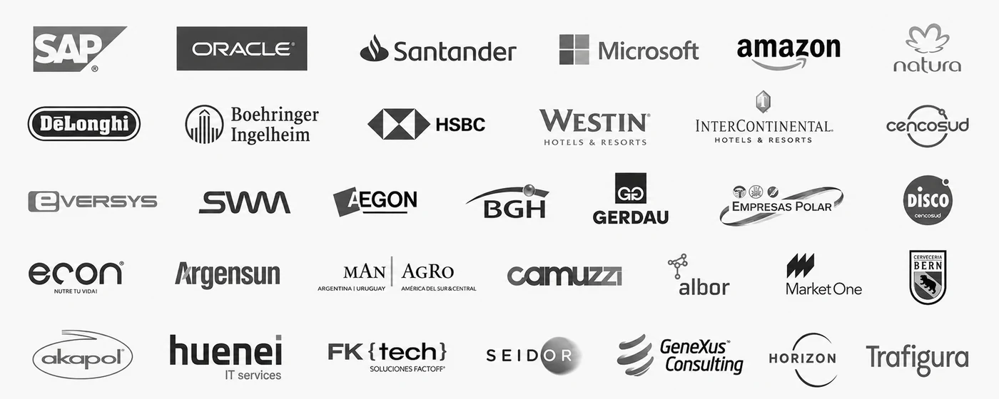 Empresas con las que trabajamos en Scalabl®: Amazon, SAP, Oracle, Cencosud, De'Longhi, Intercontinental, BID y más.
